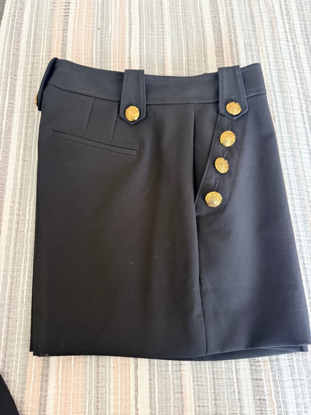 WHBM Black Sailor Style Shorts with Gold Button Detail